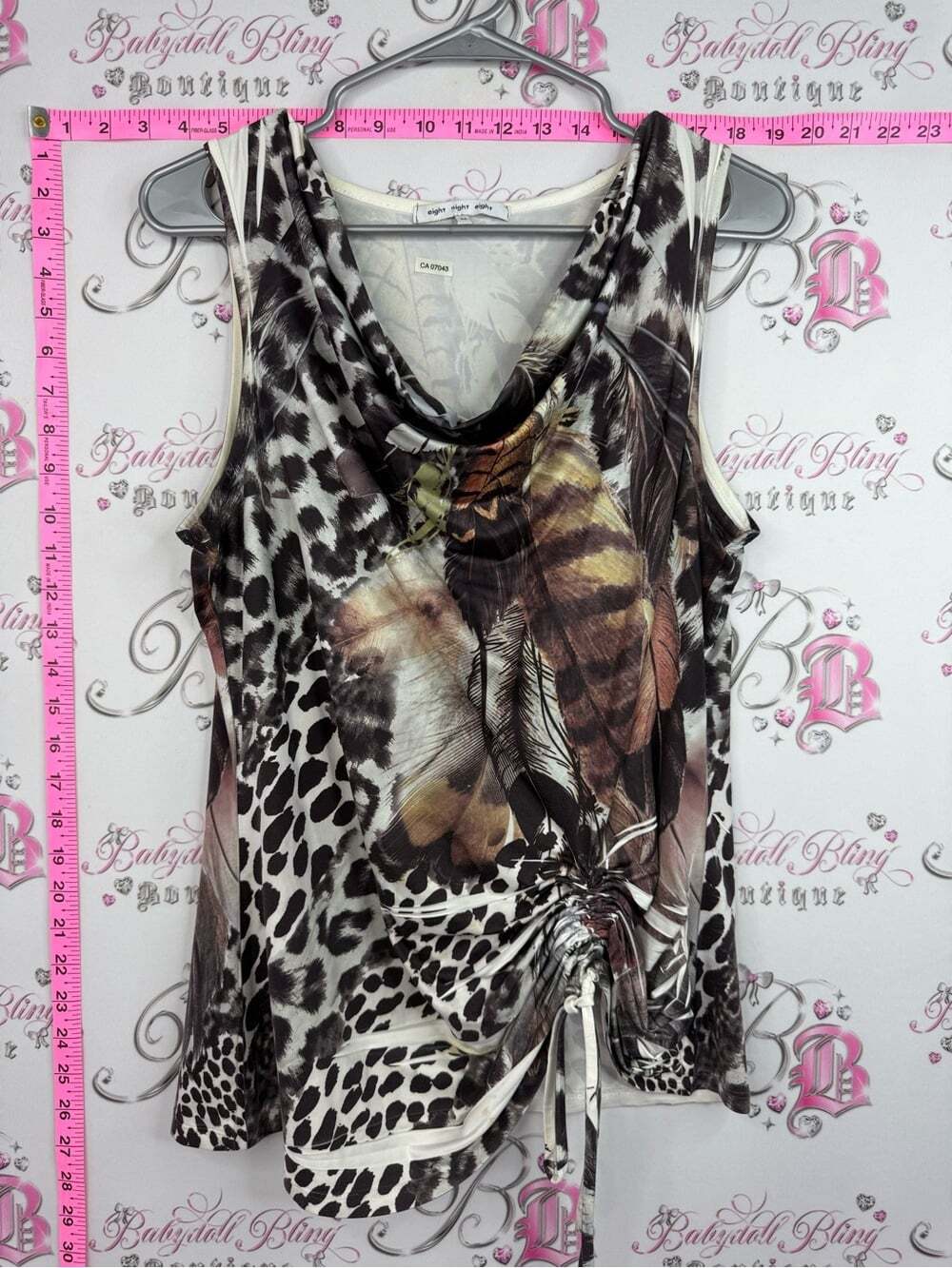 eight eight eight Animal & Feather Print Tank Top - Brown/Black/Cream